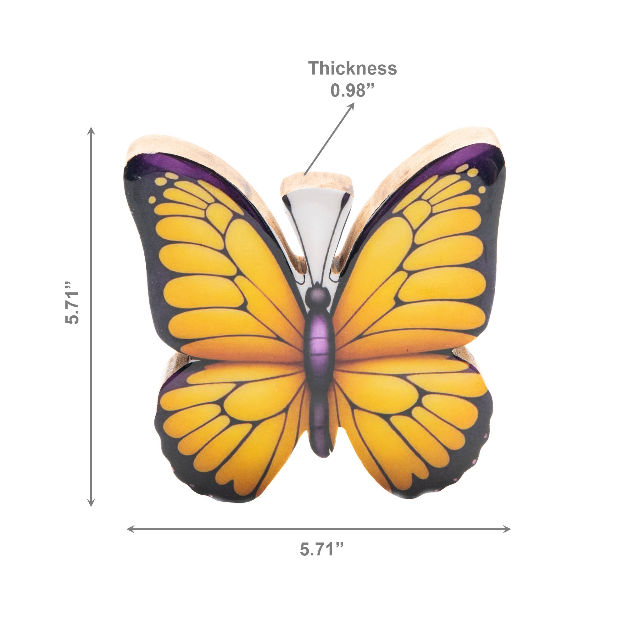 Mango Wood Enamel-Coated Butterfly Decorative Accent Piece - Set of 2