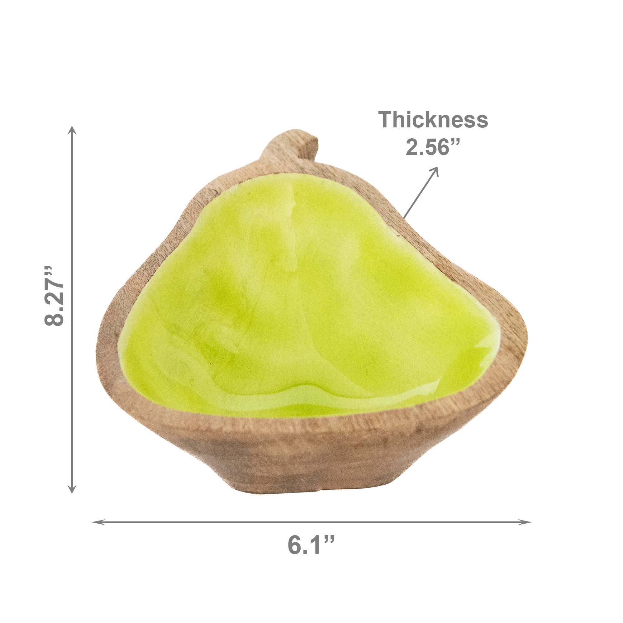 Green Enamel-Coated Mango Wood Pear-Shaped Decorative Bowl - Set of 2