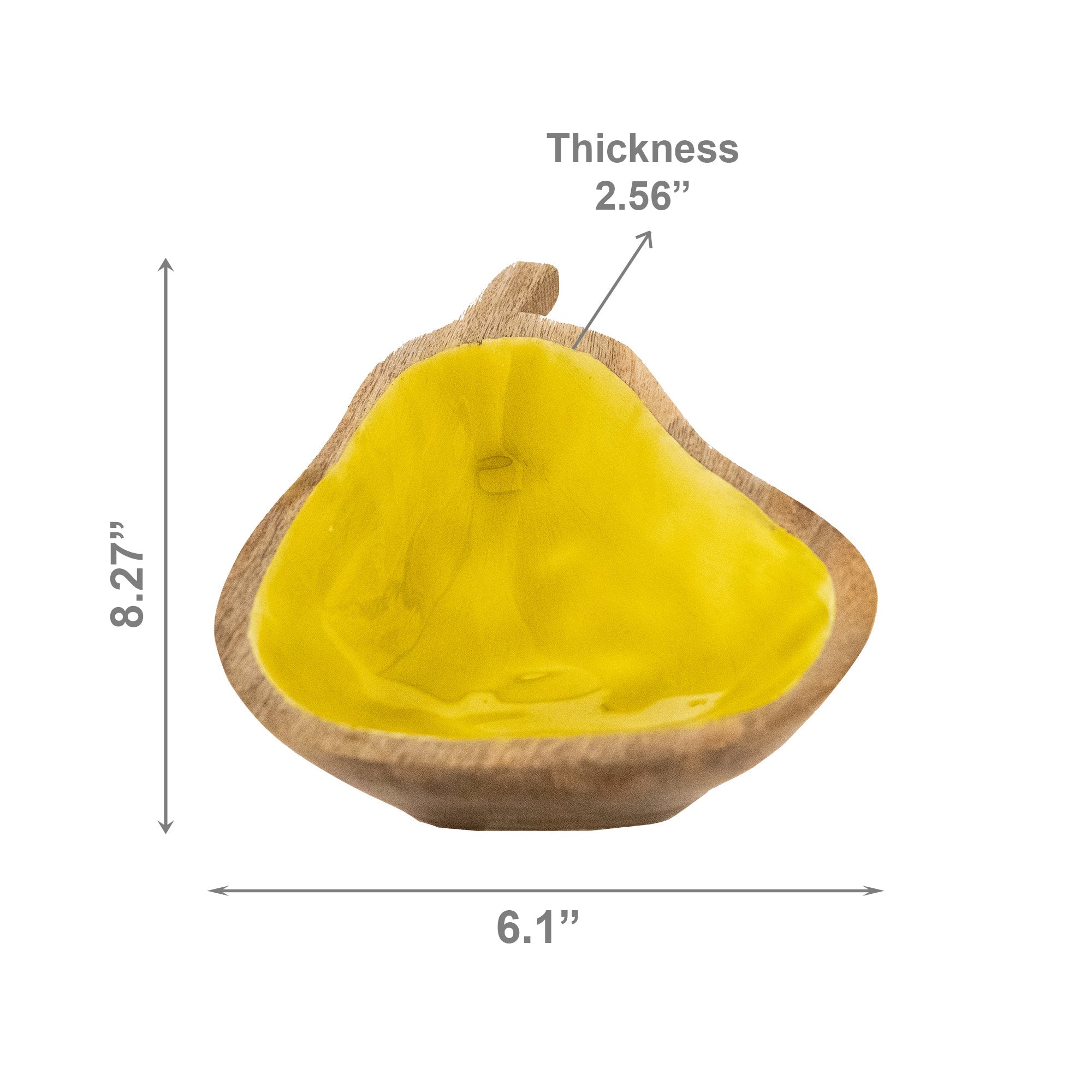 Yellow Enamel-Coated Mango Wood Pear-Shaped Decorative Bowl - Set of 2