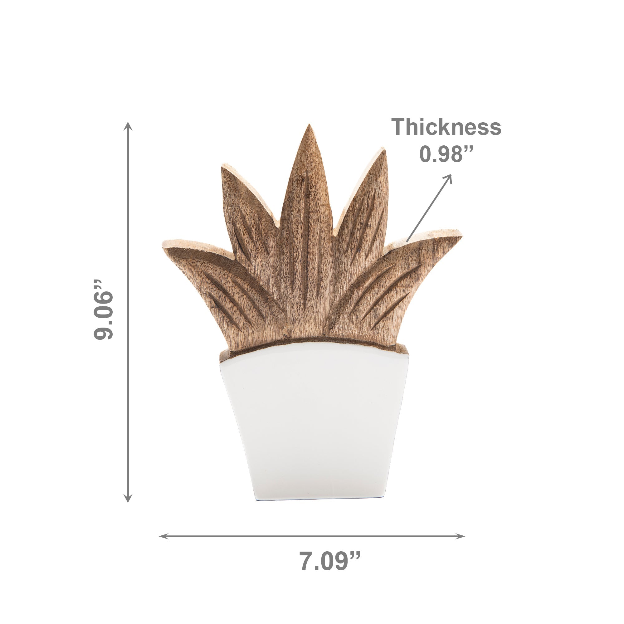 Mango Wood Enamel-Coated Aloe Plant Décor with Integrated Vase - Set of 2