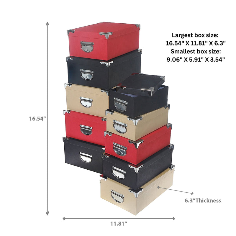 Rectangle Nesting Boxes Top Lid Textured Set Of 10