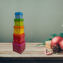 Square Nesting Boxes Top Lid Polka Dots Set Of 5