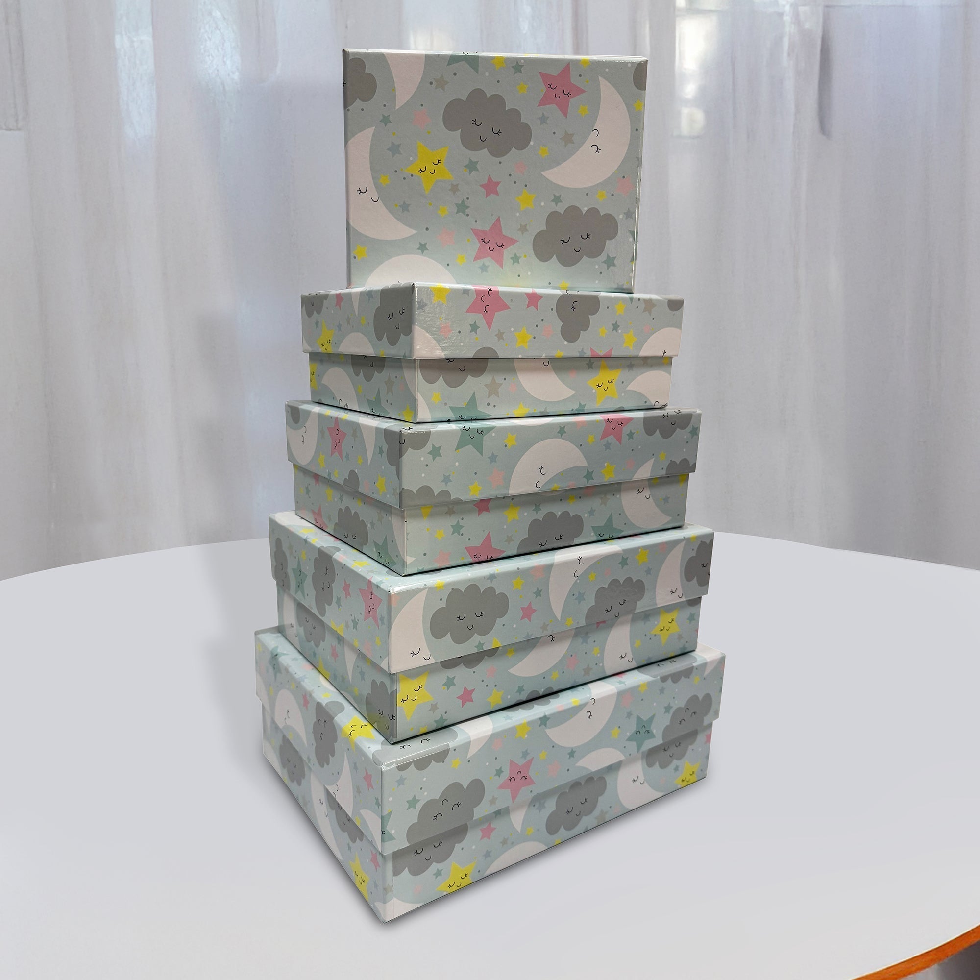 Night Sky Rectangle Nesting Storage Boxes with Lids Set of 5 Decorative Gift Packaging Organizer