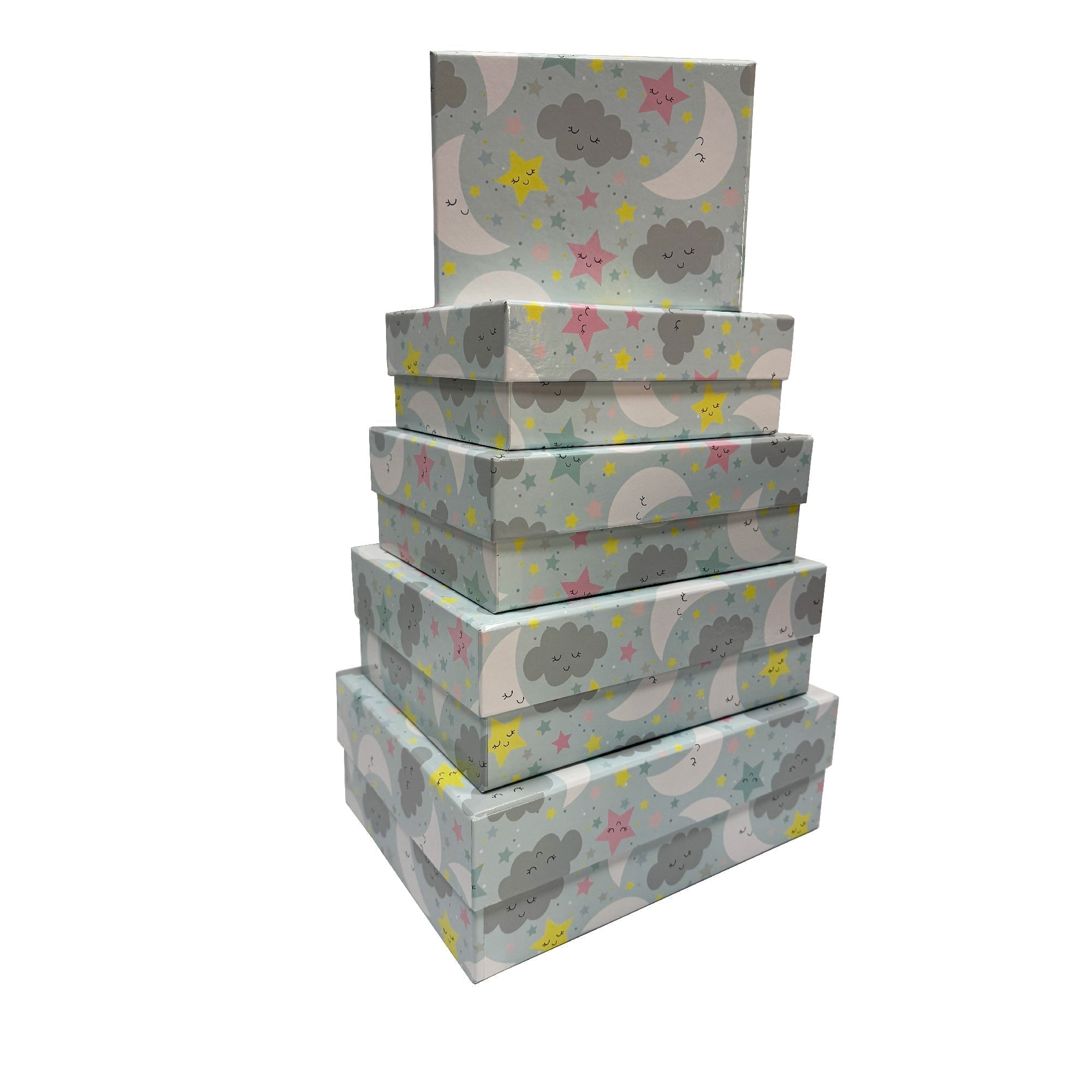 Night Sky Rectangle Nesting Storage Boxes with Lids Set of 5 Decorative Gift Packaging Organizer
