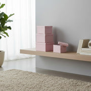 Set of 5 Square Nesting Storage Boxes Featuring Pink Polka Dot Pattern