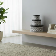 Set of 3 Round Nesting Storage Boxes with Elegant Black Lace Pattern