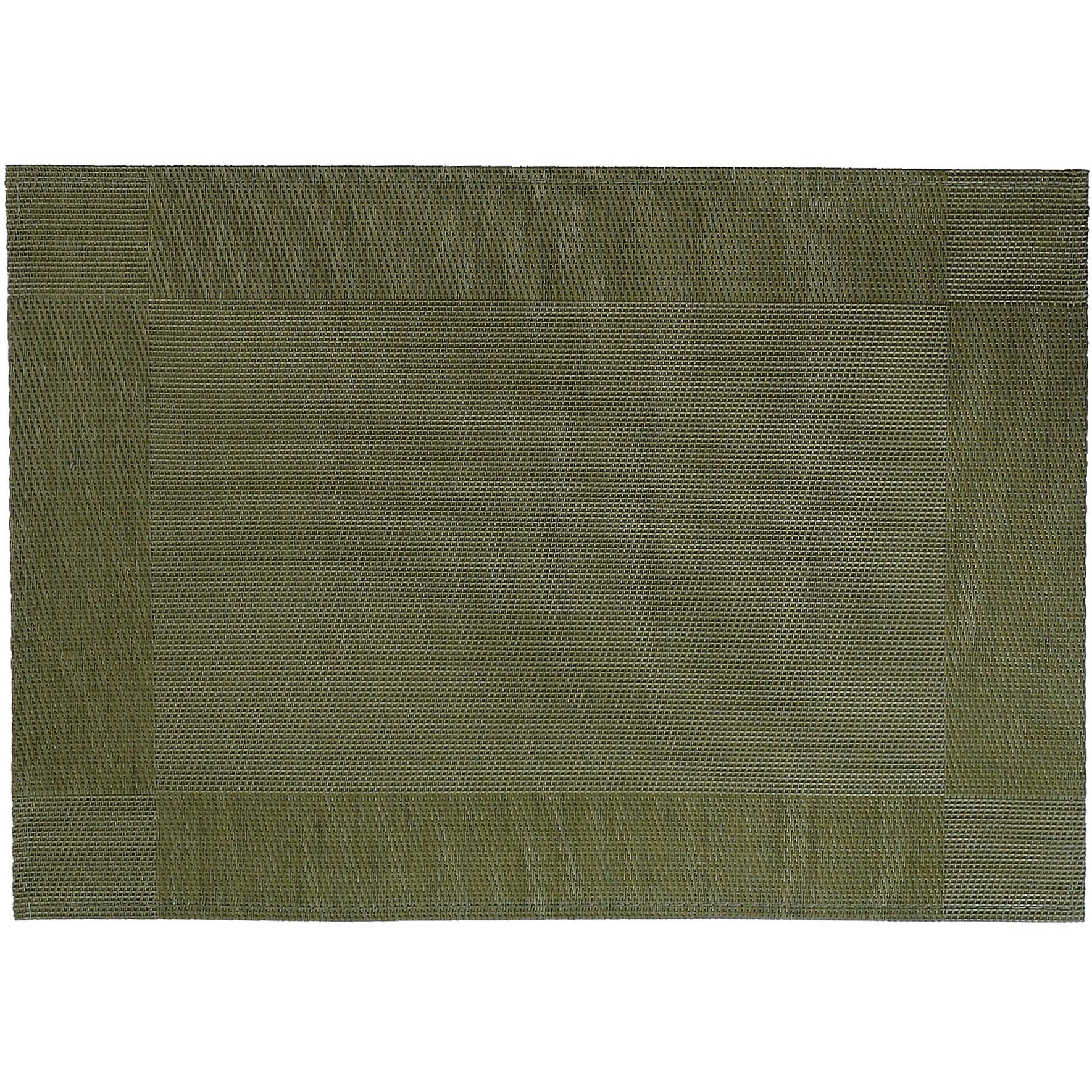 Classic Vinyl Placemat – Green, Set of 12, Durable Tableware