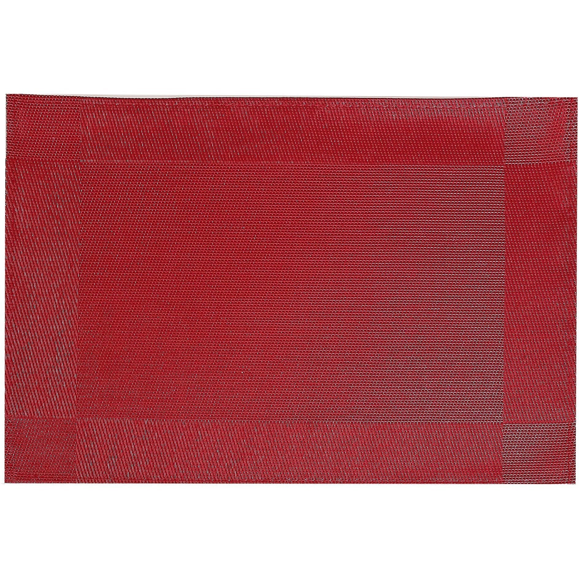 Classic Vinyl Placemat – Red, Set of 12, Durable Tableware