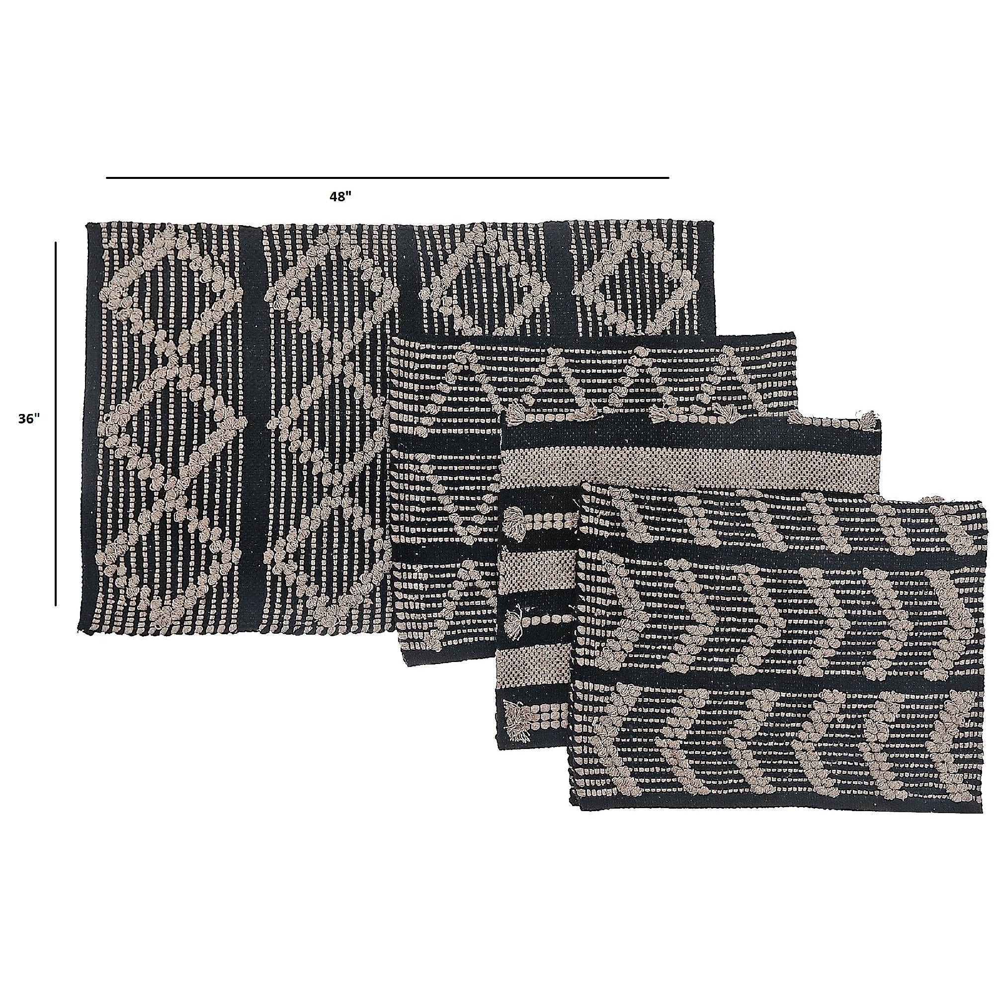 Cotton Handwoven Rug 36x48 Inch Assorted Set Of 4, Area Rug, Handmade Floor Mat