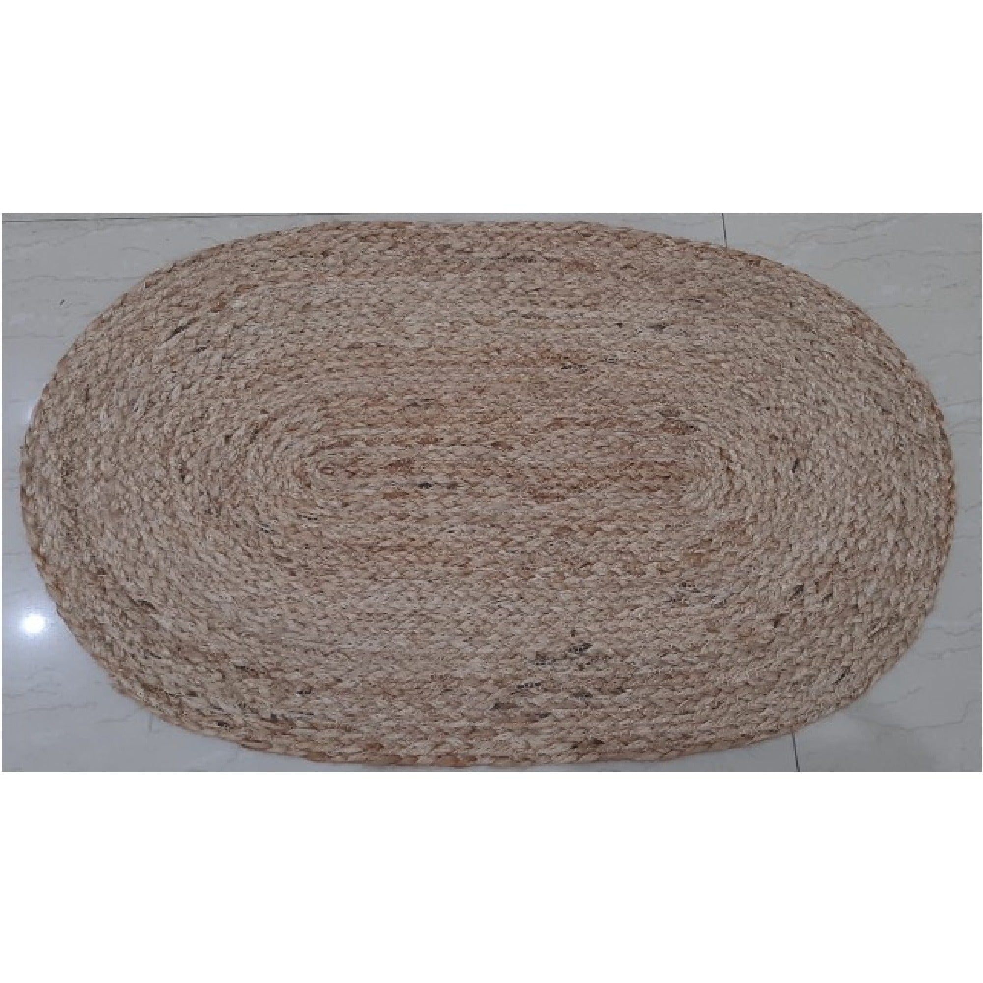 Oval Braided Jute Mat 24x36 Inch, Natural Fiber Rug, Entryway Floor Mat