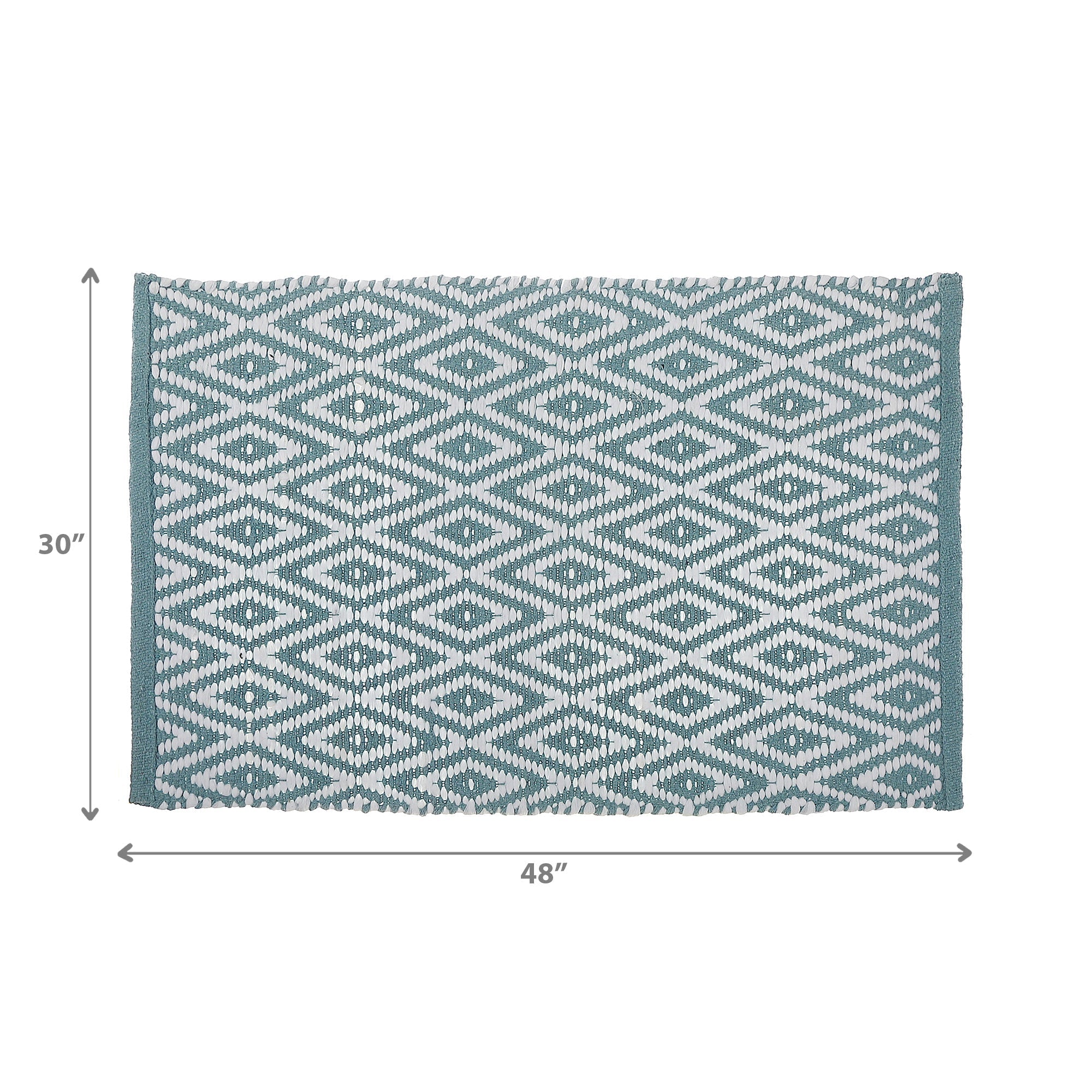 Handwoven Diamond Rug 20 x 32, Small Boho Area Rug, Cotton Floor Mat