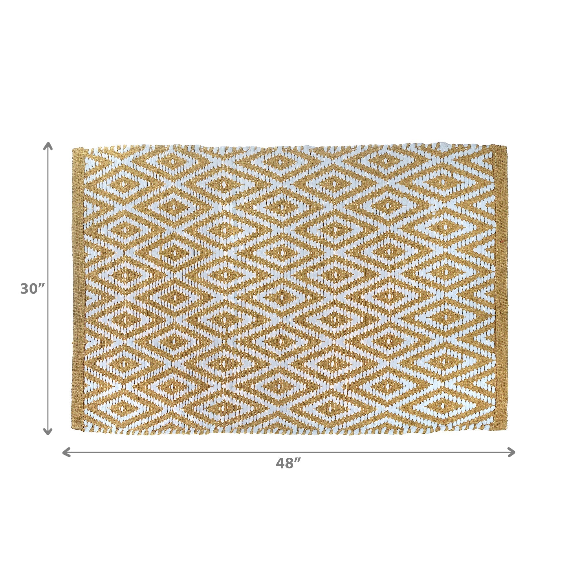 Handwoven Diamond Rug 20 x 32, Small Boho Area Rug, Cotton Floor Mat