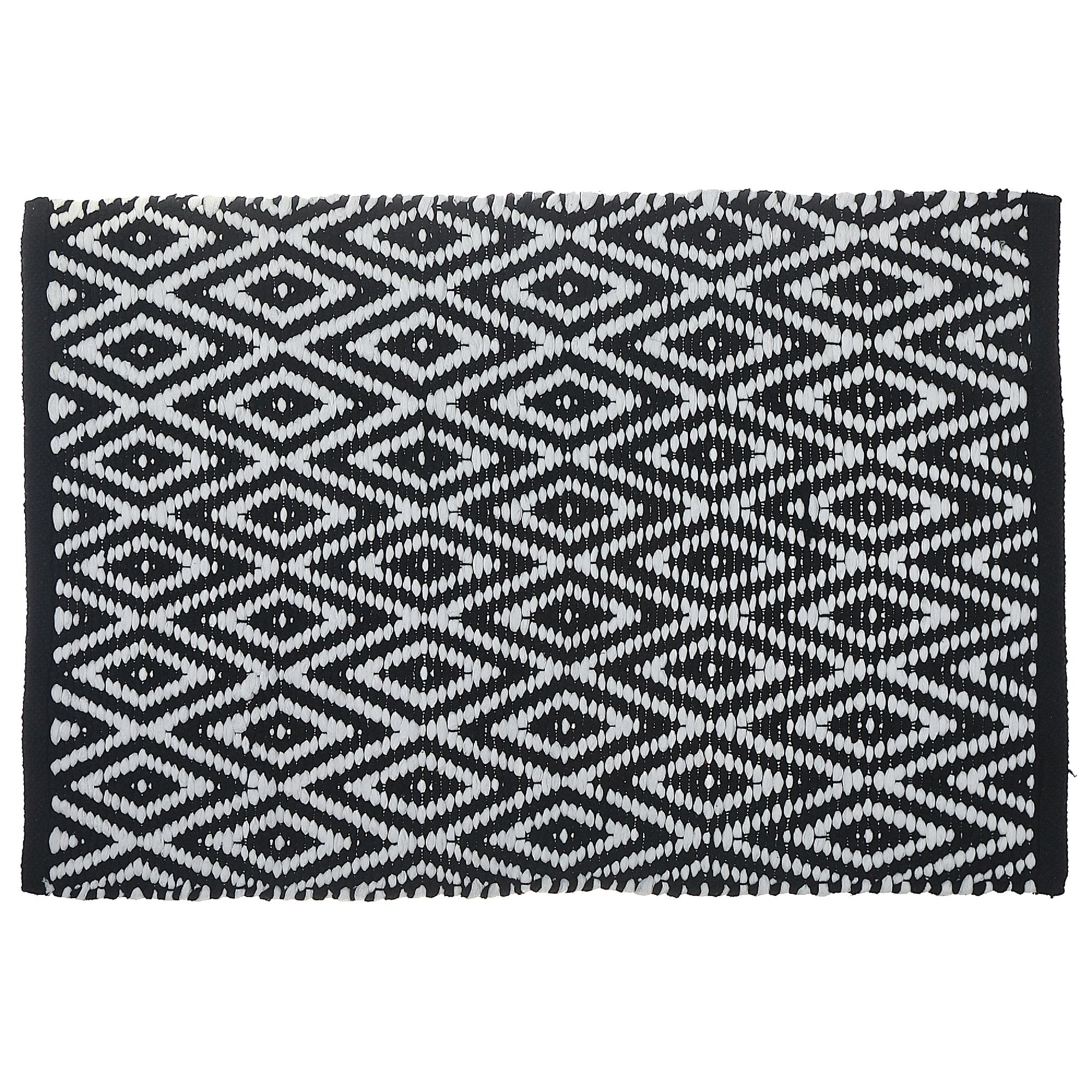 Black Handwoven Diamond Rug 30"x48" – Decorative Area Rug, Modern Floor Mat