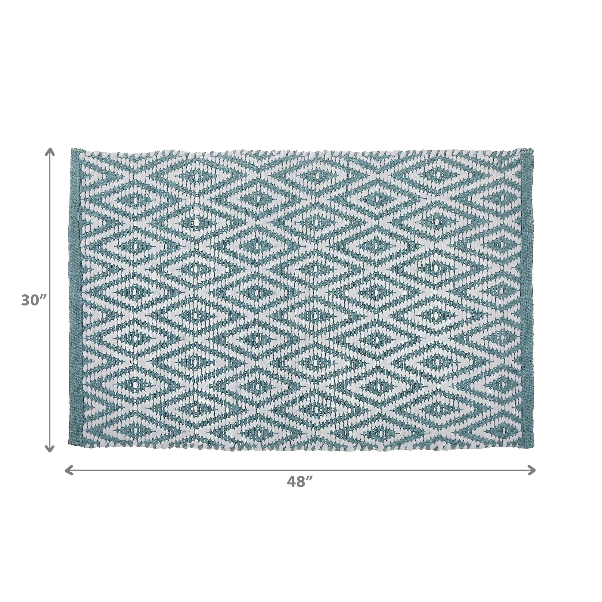 Handwoven Diamond Rug 30 x 48, Boho Area Rug, Cotton Floor Mat, Home Decor Accent