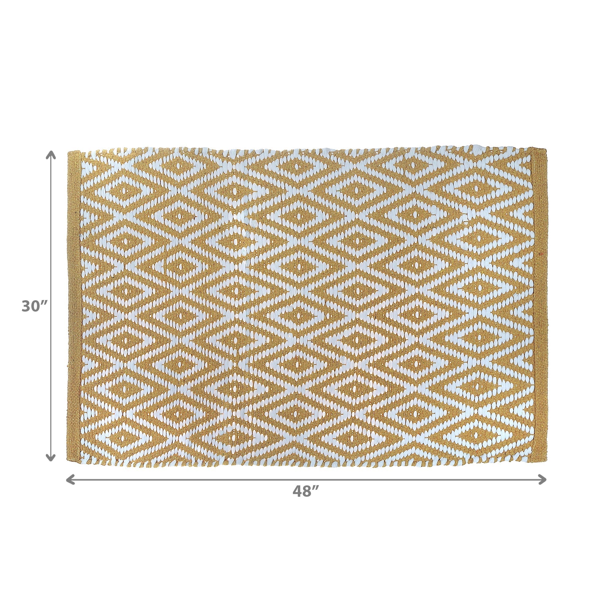 Handwoven Diamond Rug 30 x 48, Boho Area Rug, Cotton Floor Mat, Home Decor Accent