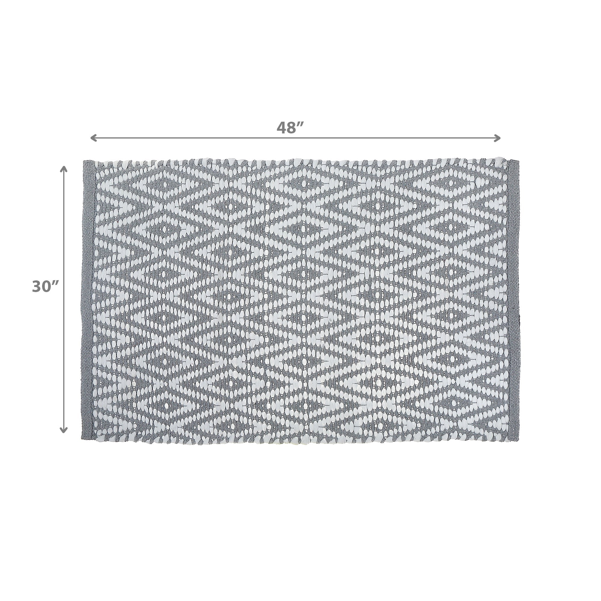 Grey Handwoven Diamond Rug 30"x48" – Decorative Area Rug, Modern Floor Mat