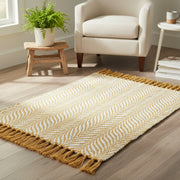 Gold-Toned Handwoven Fern Pattern Accent Rug, 20" x 32" - Set of 2