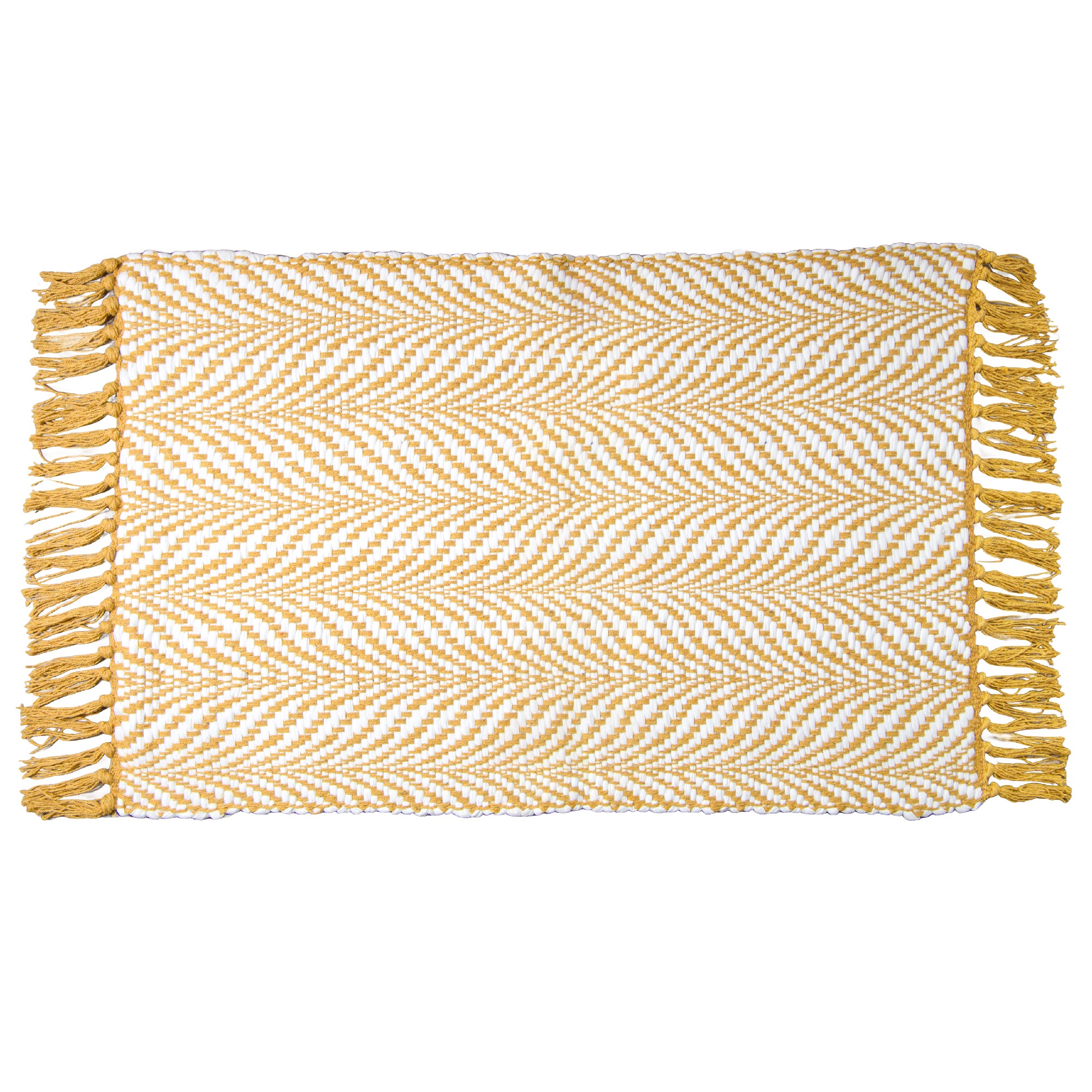 Gold-Toned Handwoven Fern Pattern Accent Rug, 20" x 32" - Set of 2