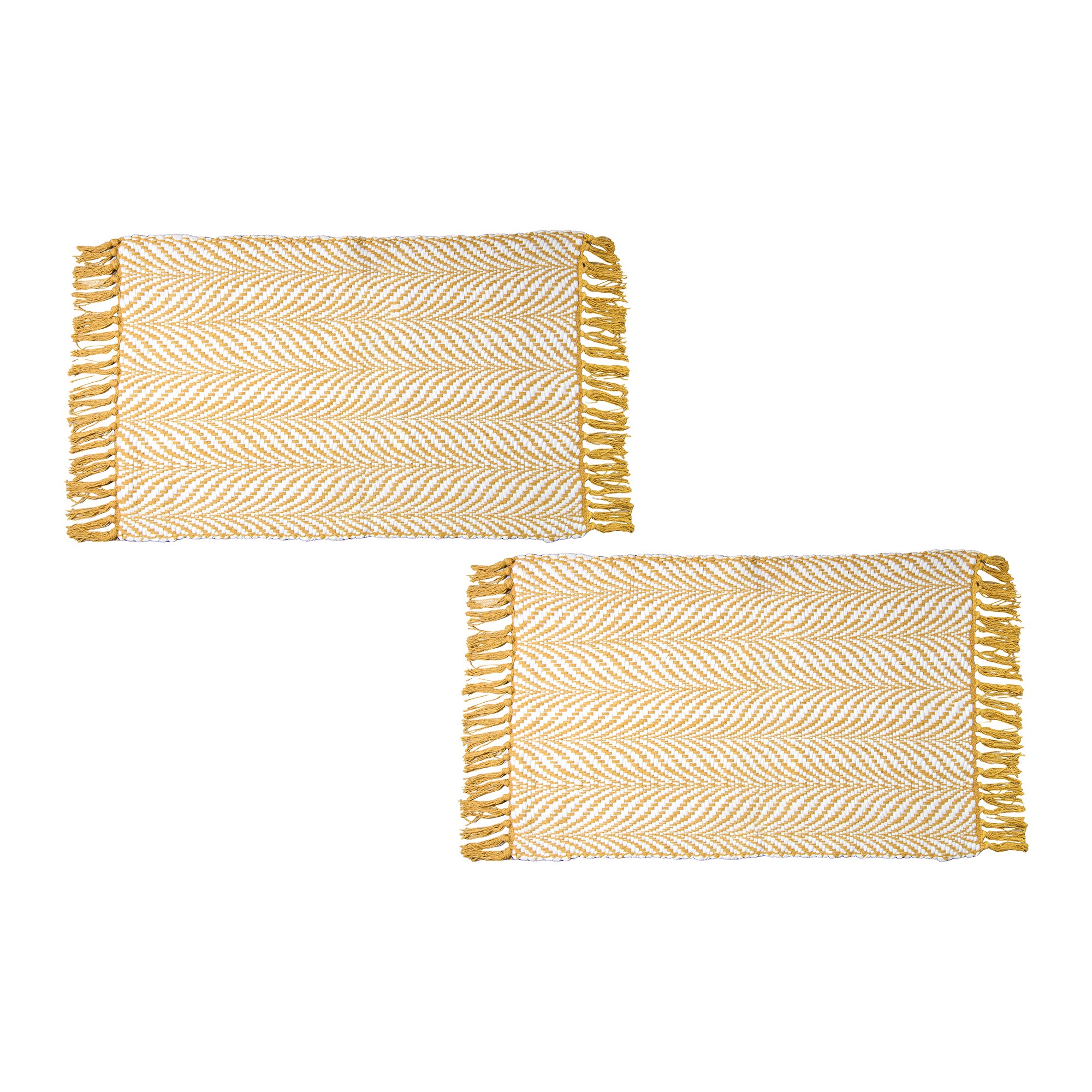 Gold-Toned Handwoven Fern Pattern Accent Rug, 20" x 32" - Set of 2