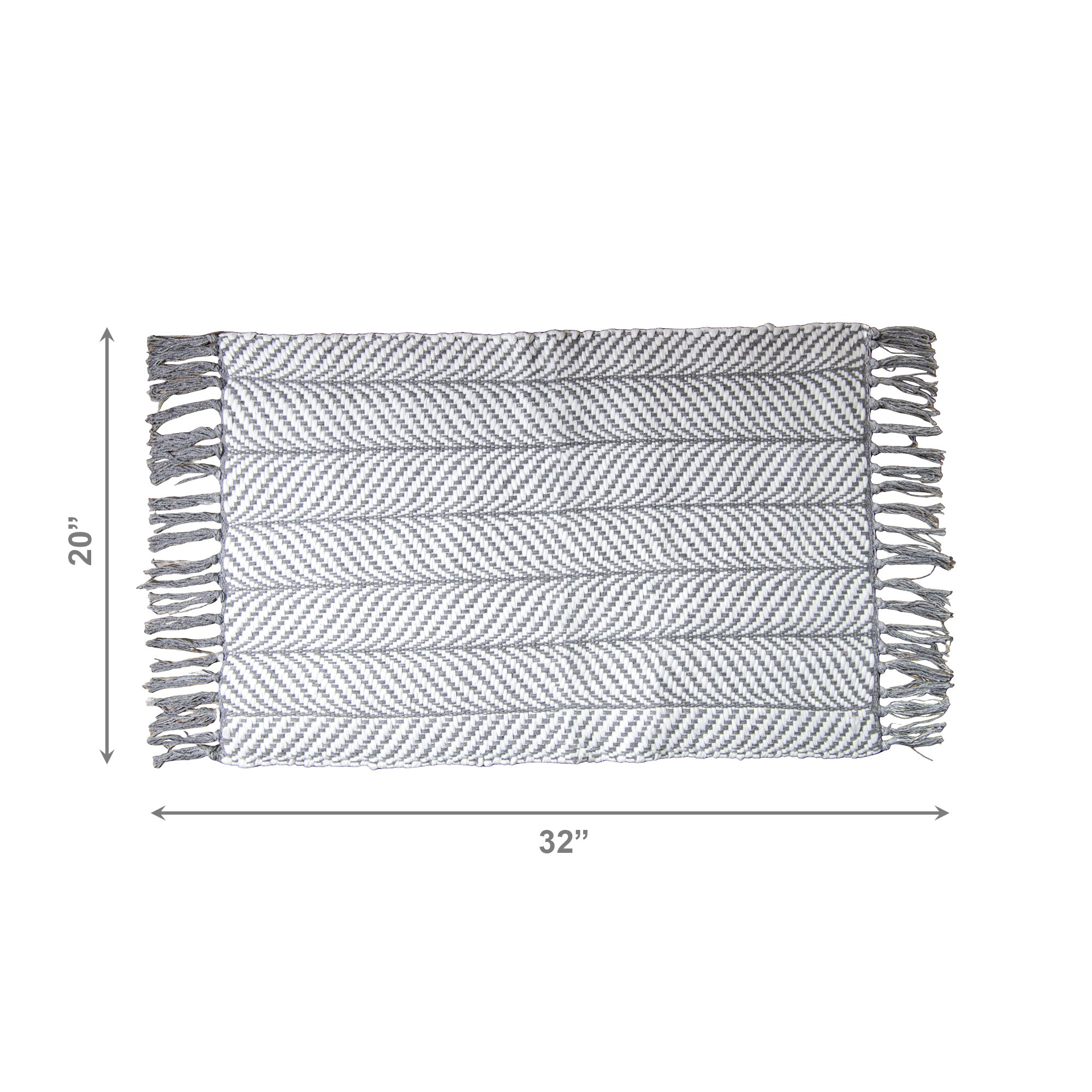 Gray-Toned Handwoven Fern Pattern Accent Rug, 20" x 32" - Set of 2