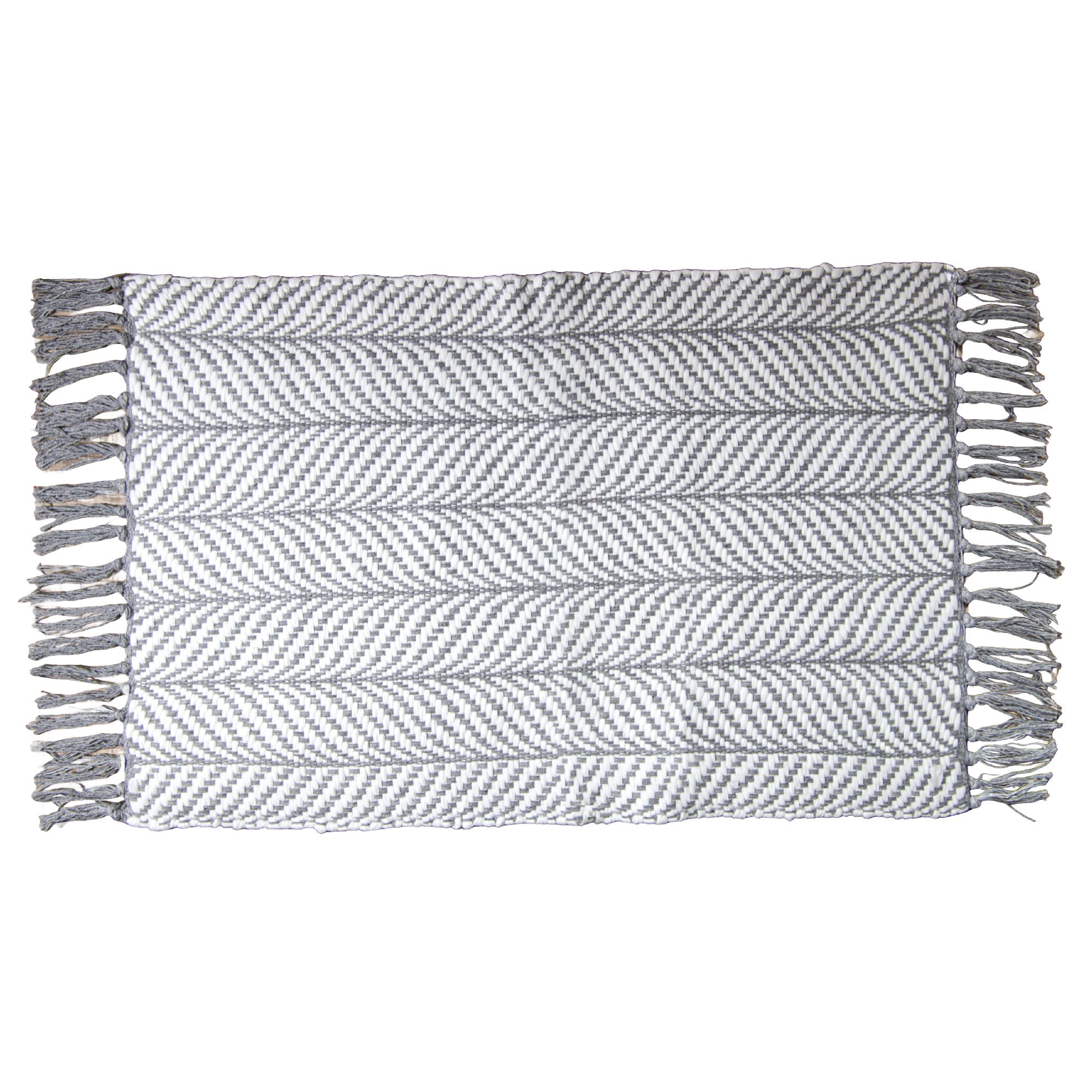 Gray-Toned Handwoven Fern Pattern Accent Rug, 20" x 32" - Set of 2