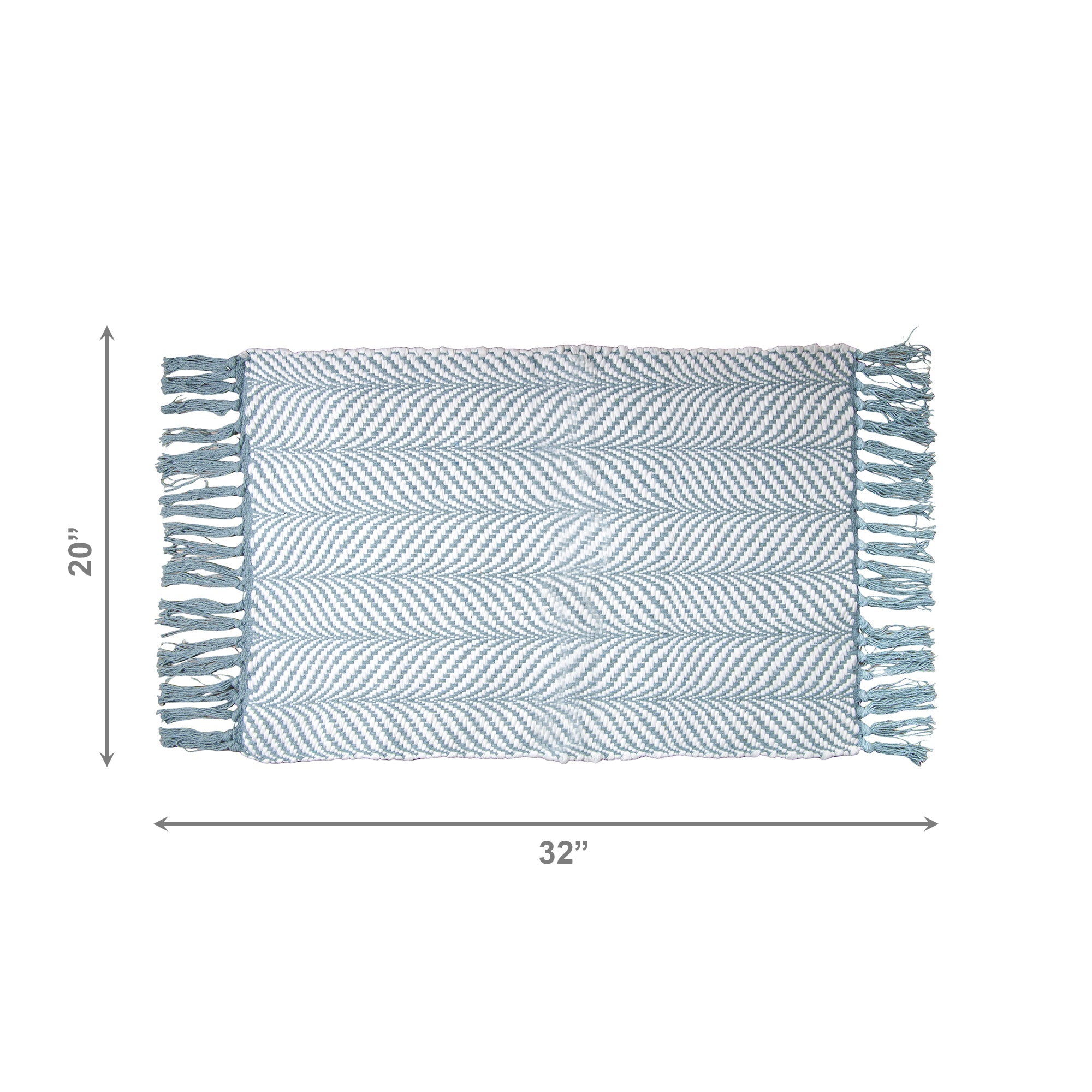 Light Blue Handwoven Fern Pattern Accent Rug, 20" x 32" - Set of 2