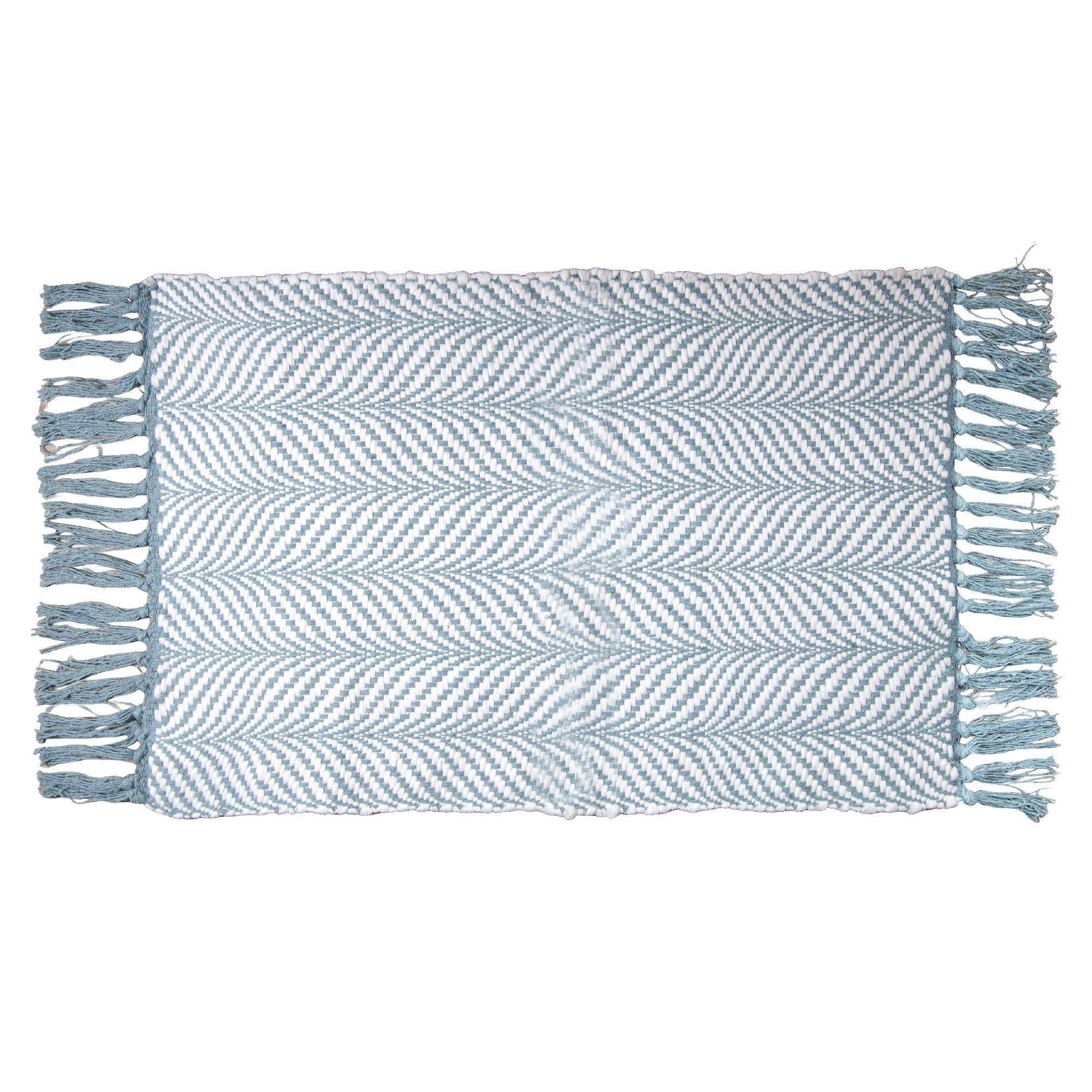 Light Blue Handwoven Fern Pattern Accent Rug, 20" x 32" - Set of 2