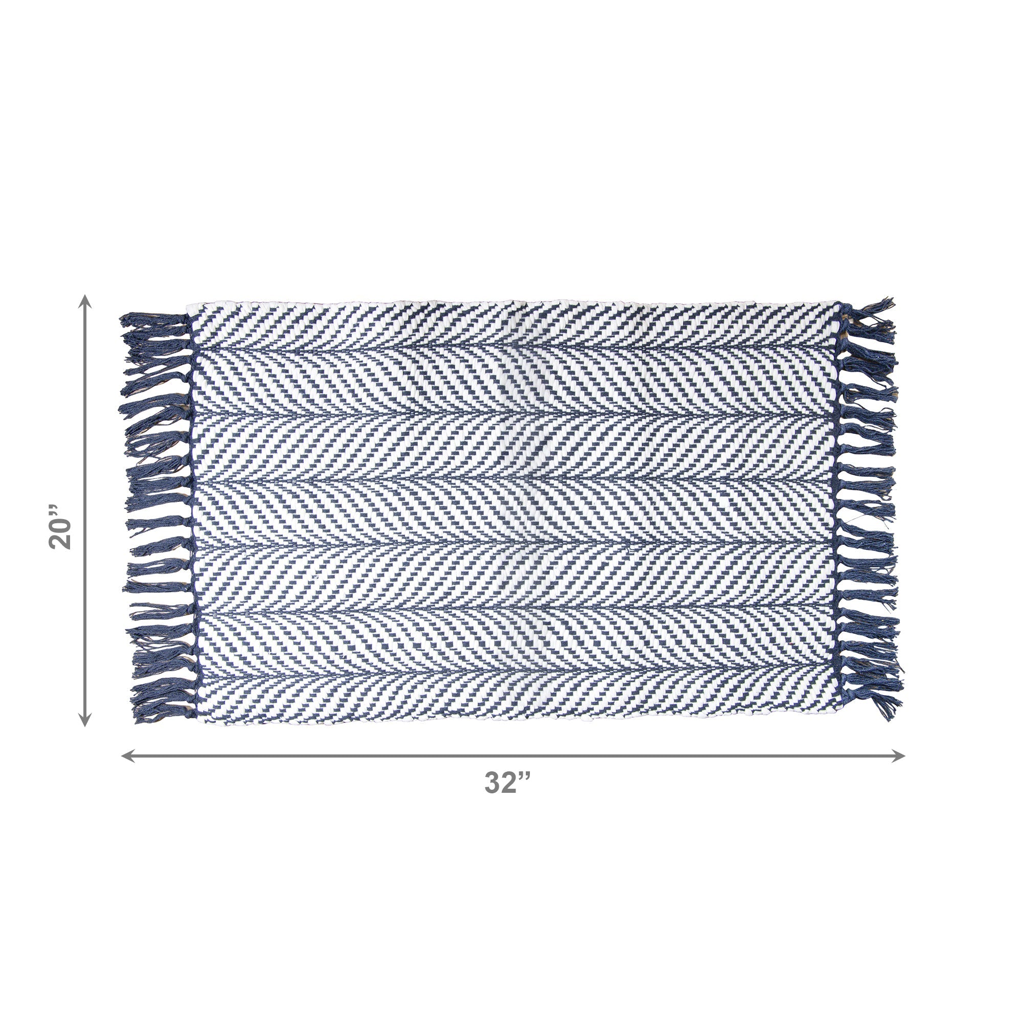 Navy Blue Handwoven Fern Pattern Accent Rug, 20" x 32" - Set of 2