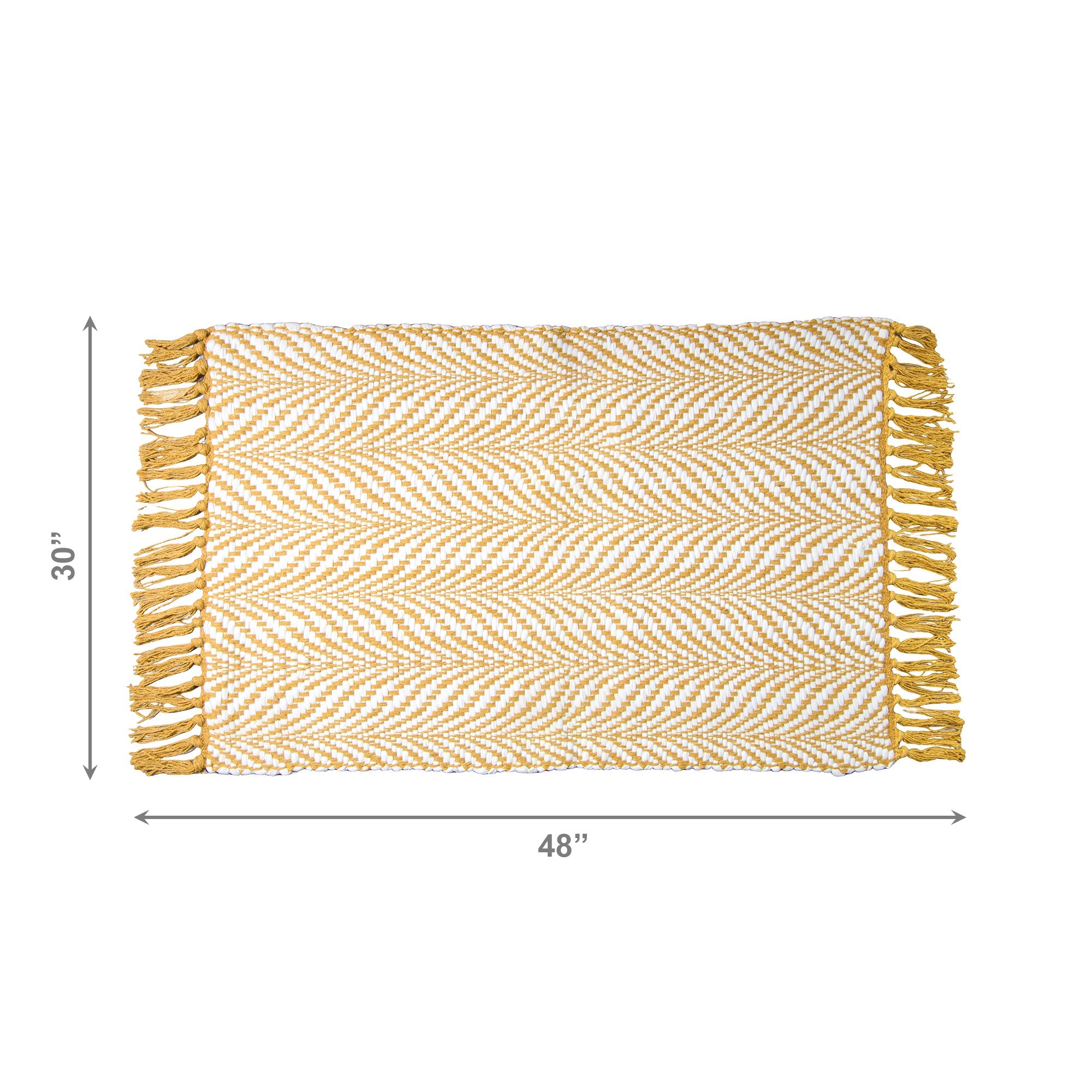 Large Gold-Toned Handwoven Fern Pattern Area Rug, 30" x 48" - Set of 2