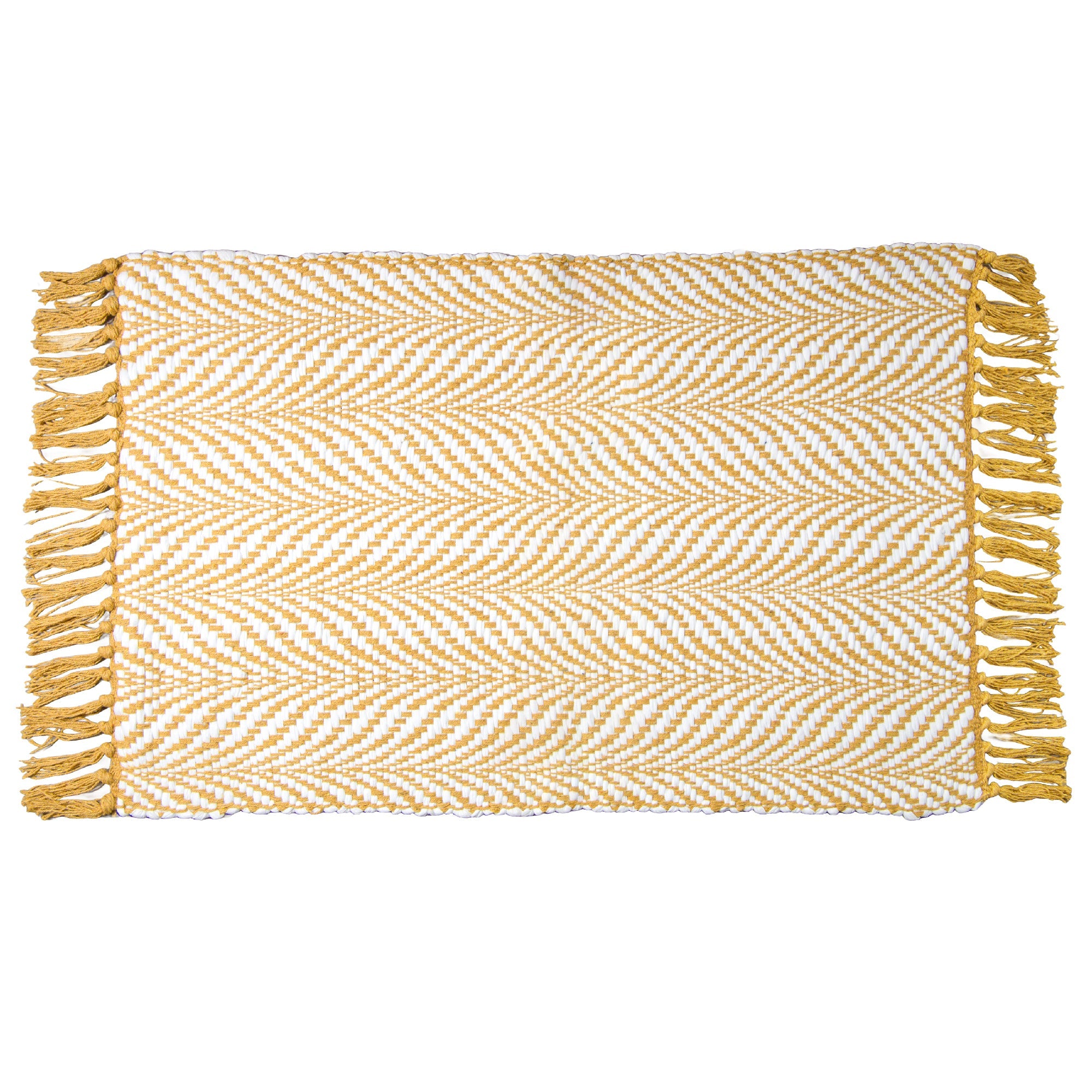 Large Gold-Toned Handwoven Fern Pattern Area Rug, 30" x 48" - Set of 2