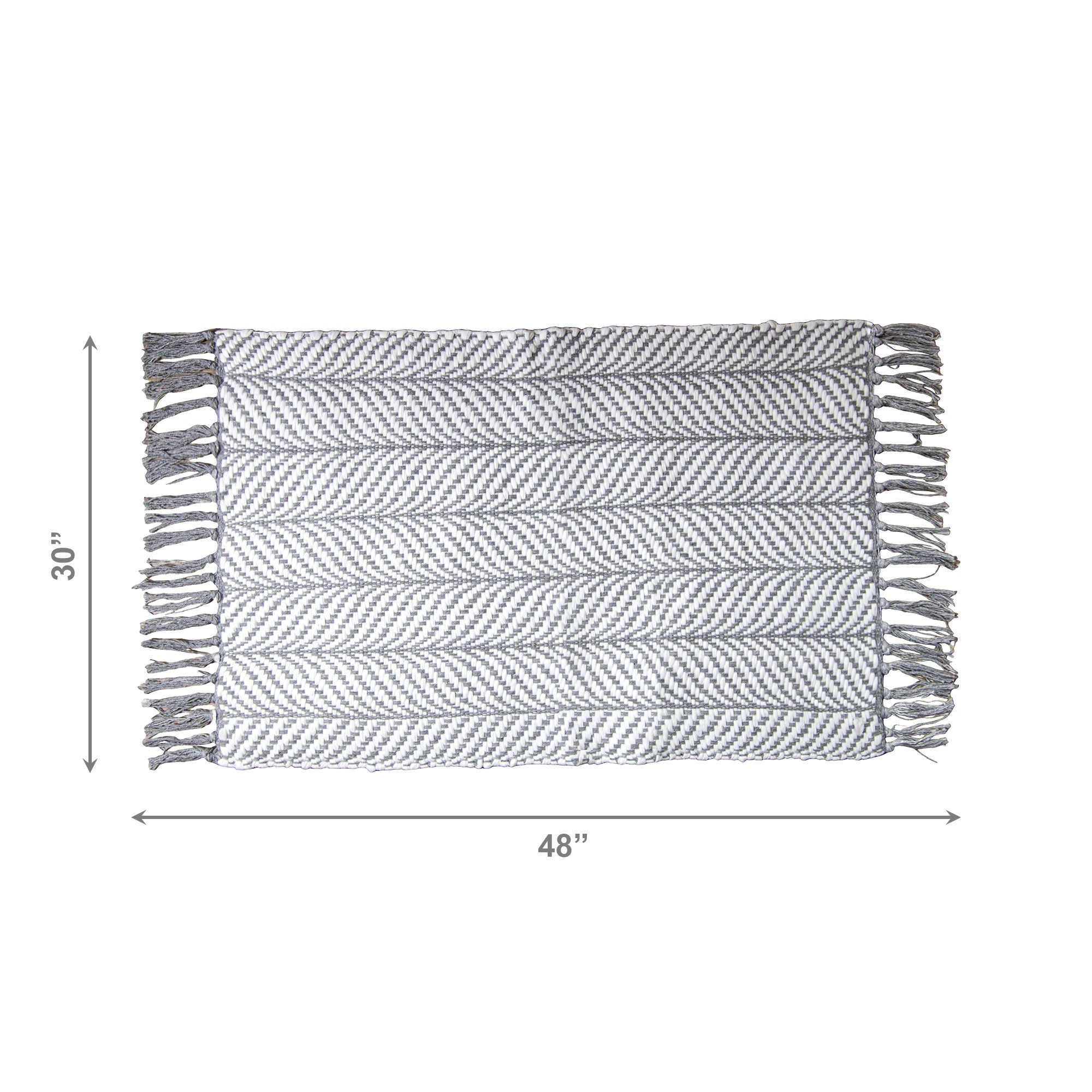 Large Gray-Toned Handwoven Fern Pattern Area Rug, 30" x 48" - Set of 2