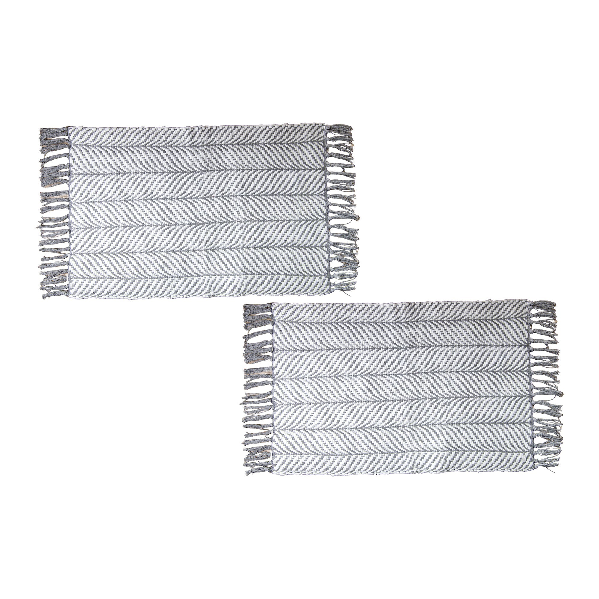 Large Gray-Toned Handwoven Fern Pattern Area Rug, 30" x 48" - Set of 2