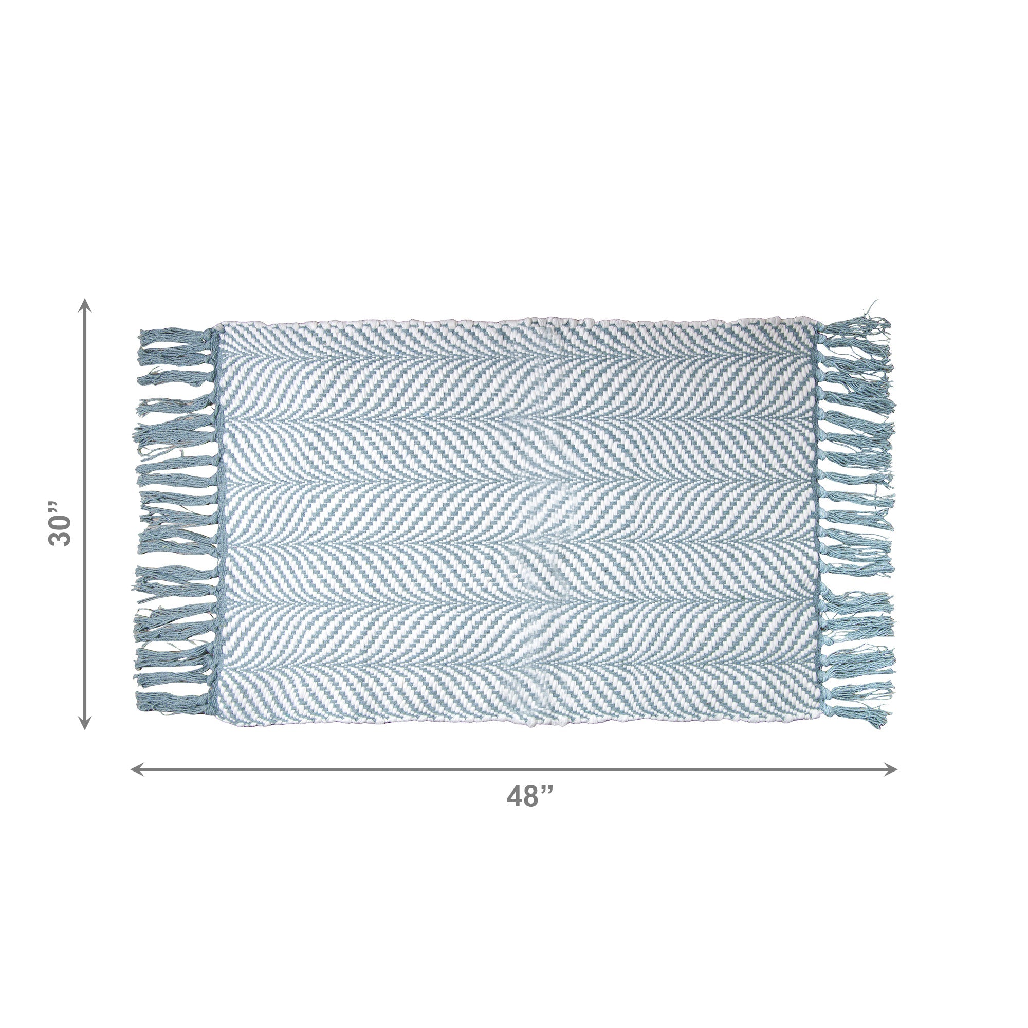 Large Light Blue Handwoven Fern Pattern Area Rug, 30" x 48" - Set of 2