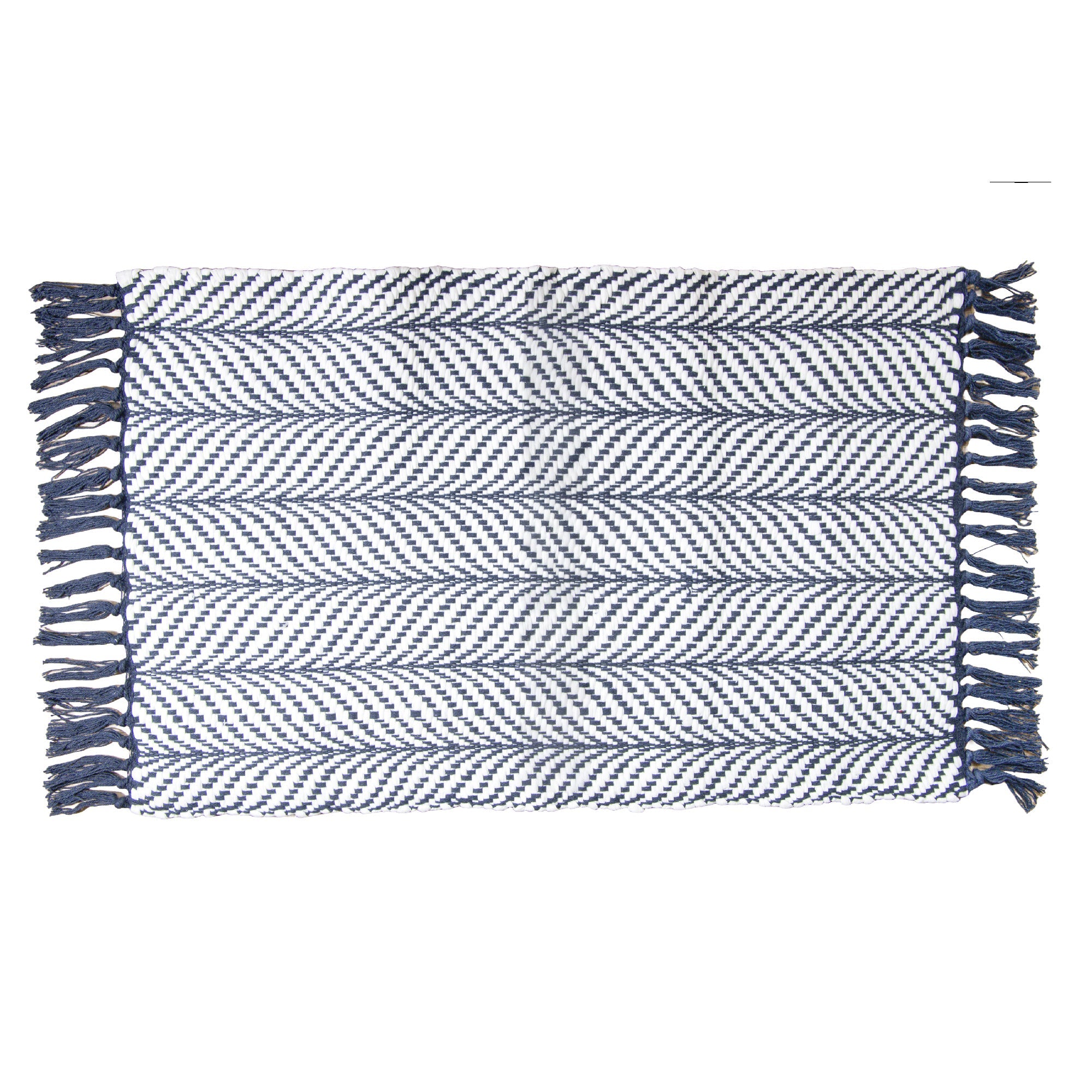 Large Navy Blue Handwoven Fern Pattern Area Rug, 30" x 48" - Set of 2