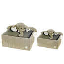 Rectangle Fabric Hamper With Plush Elephant Set Of 2
