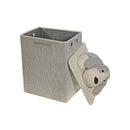 Rectangle Foldable Fabric Hamper & Lid Grey Plush Dog