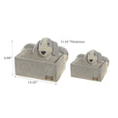 Rectangle Fabric Hamper With Light Grey Plush Dog Set Of 2