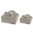 Rectangle Fabric Hamper With Light Grey Plush Dog Set Of 2
