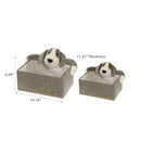 Rectangle Fabric Hamper With Grey Plush Dog Set Of 2