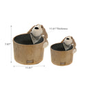 Round Fabric Hamper With Brown Plush Dog Set Of 2