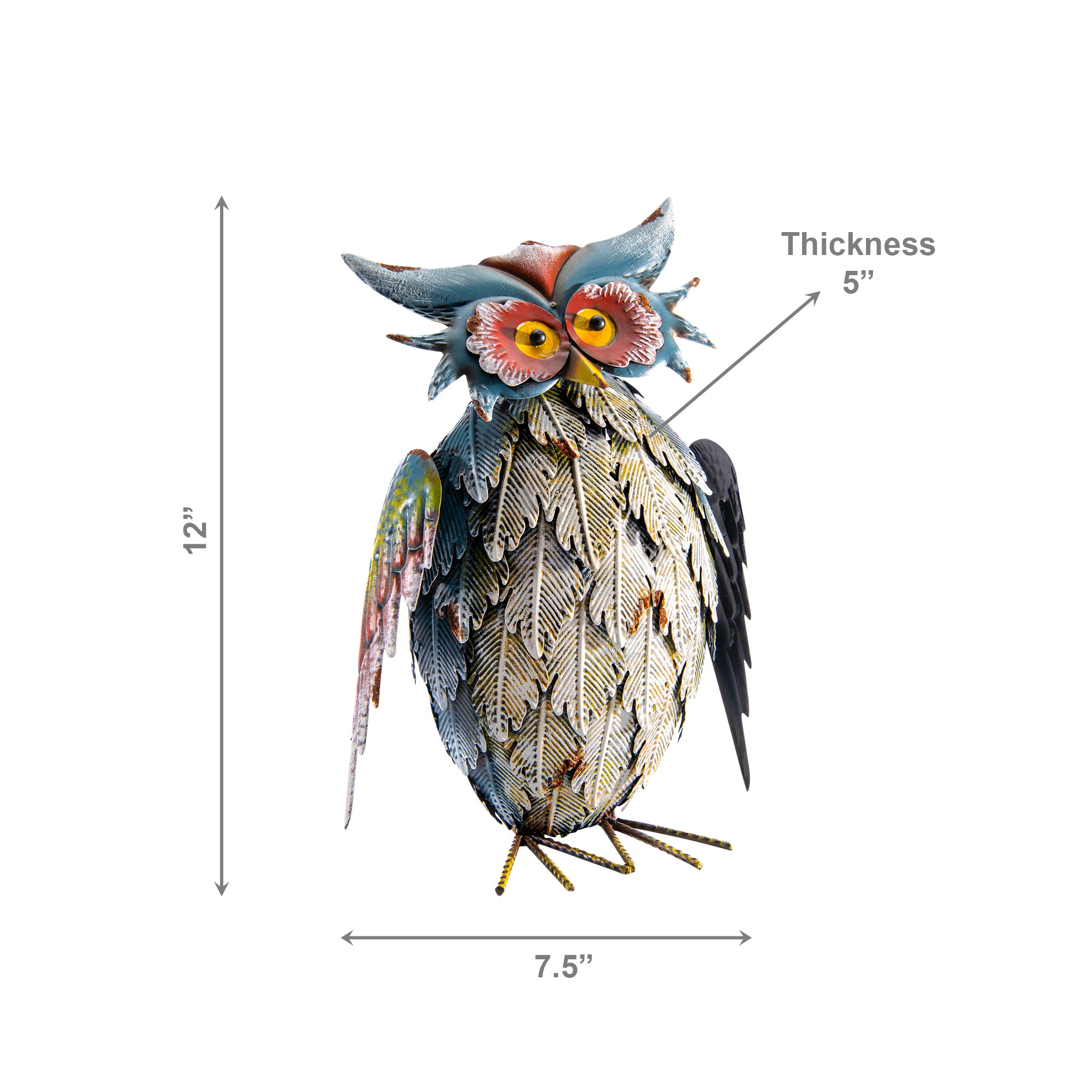 Detailed Metal Owl Figurine for Indoor or Outdoor Décor