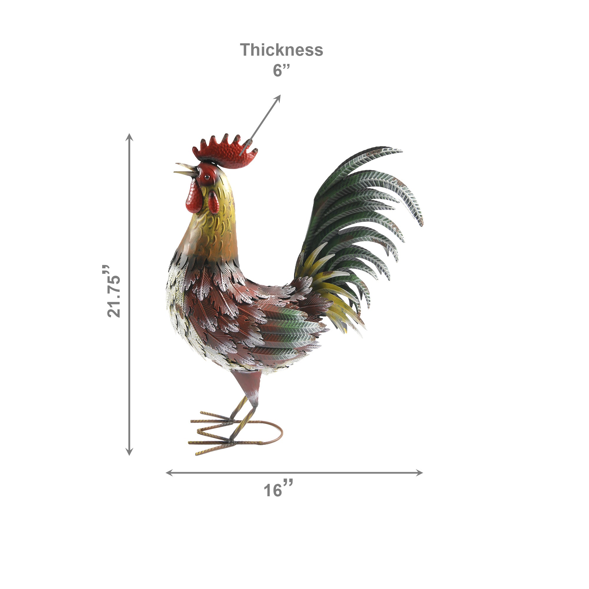 Rustic Metal Rooster Figurine Accent for Farmhouse Style