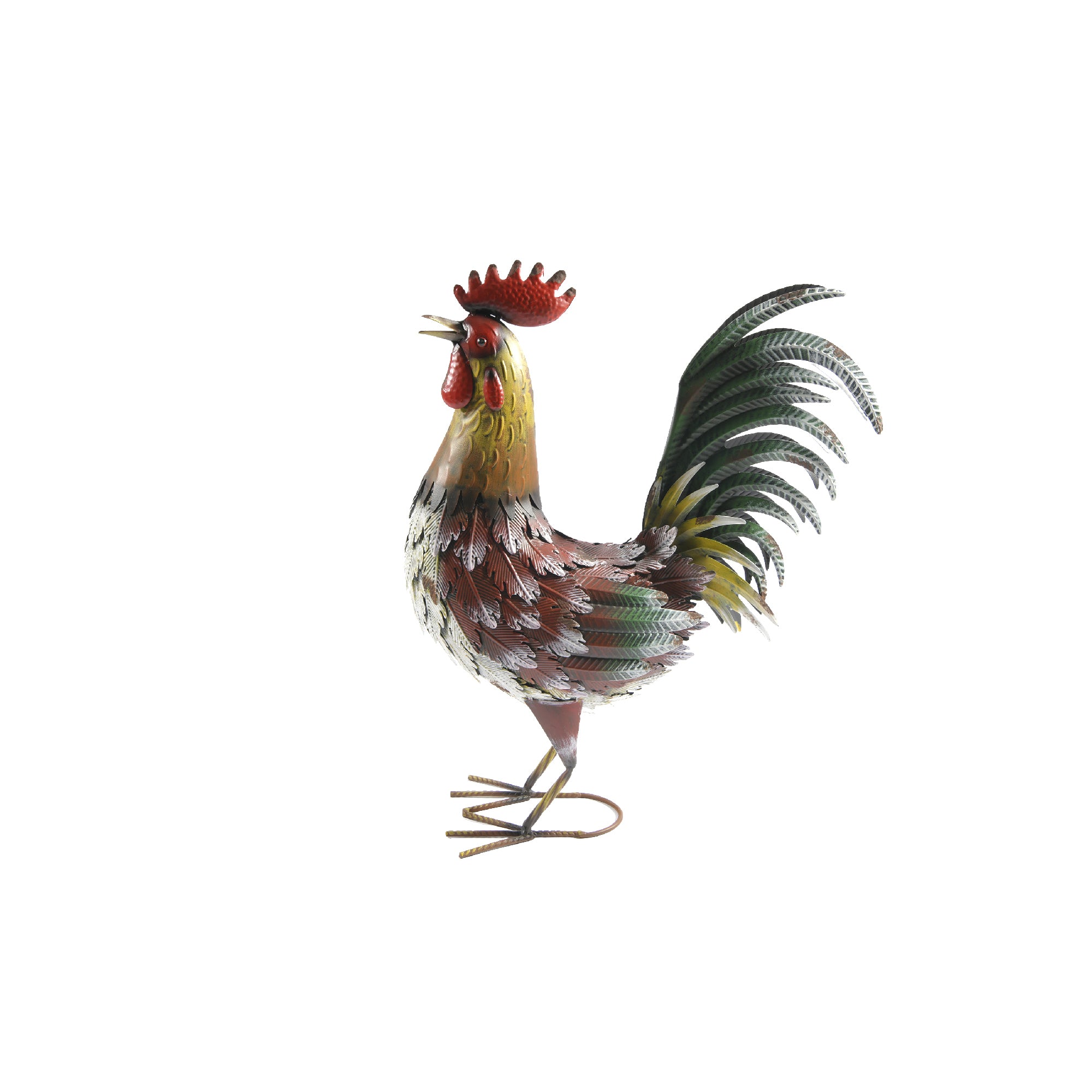 Rustic Metal Rooster Figurine Accent for Farmhouse Style