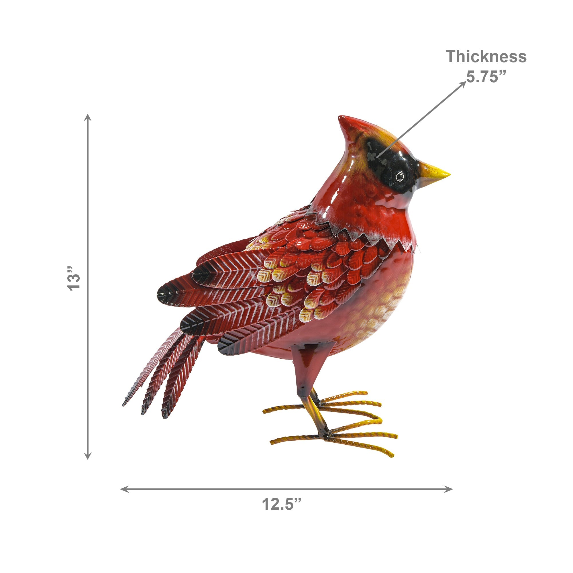 Red Metal Cardinal Bird Figurine for Garden or Home Décor