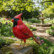 Red Metal Cardinal Bird Figurine for Garden or Home Décor