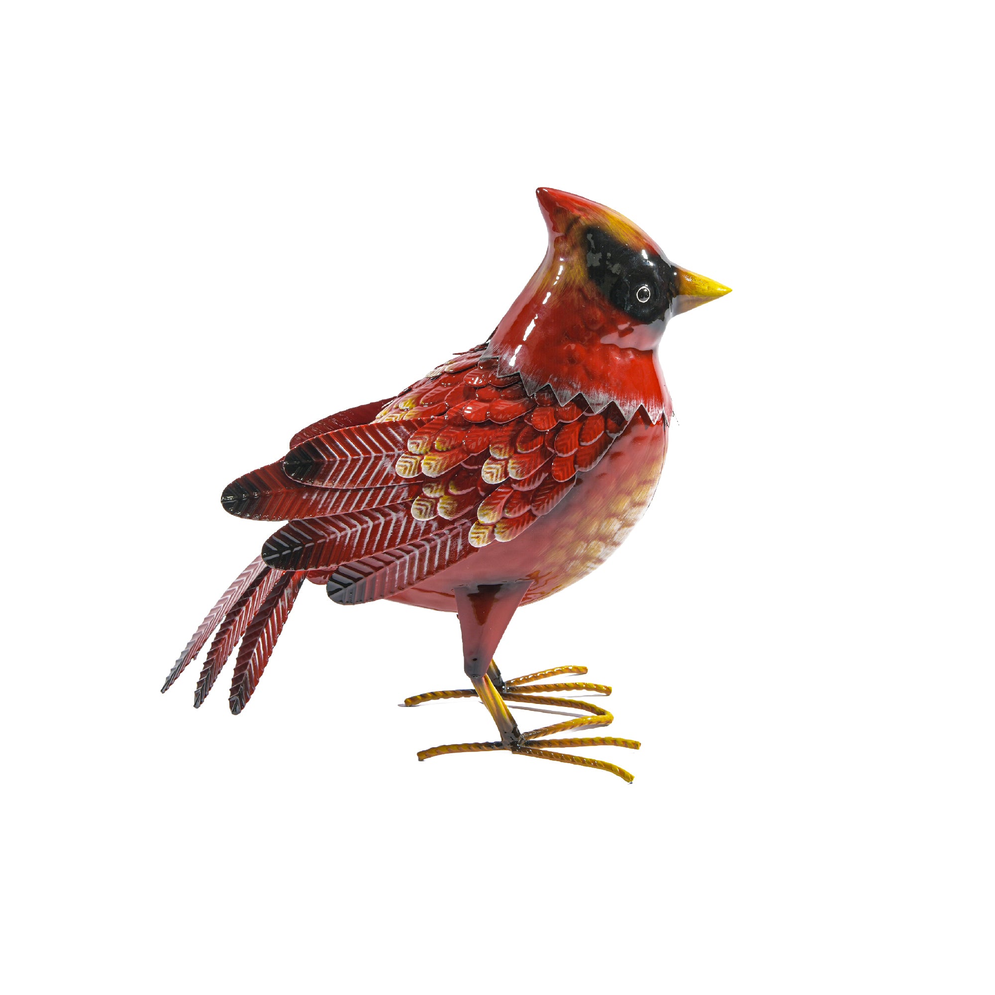 Red Metal Cardinal Bird Figurine for Garden or Home Décor