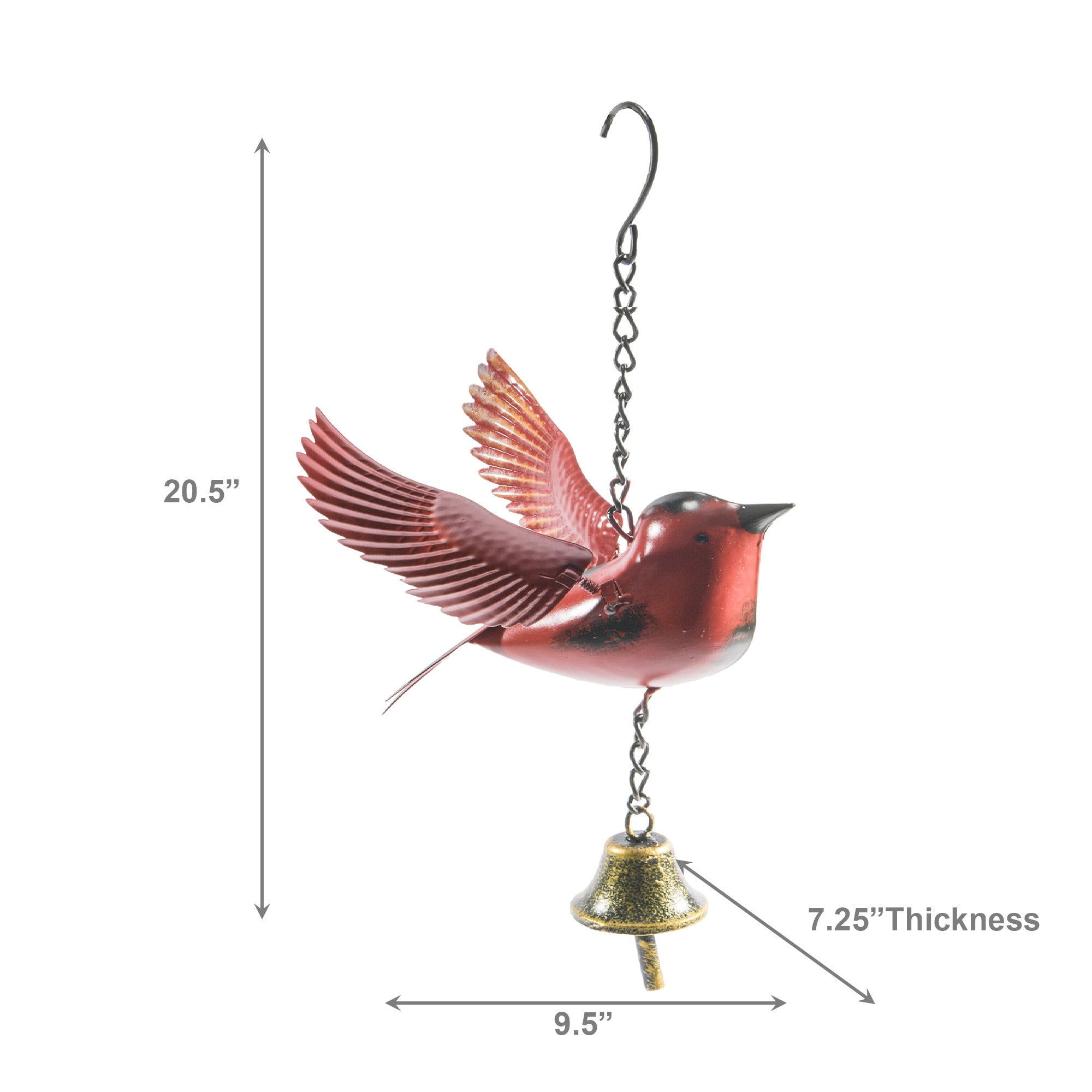 Metal Cardinal Bird Wind Chime for Outdoor Décor