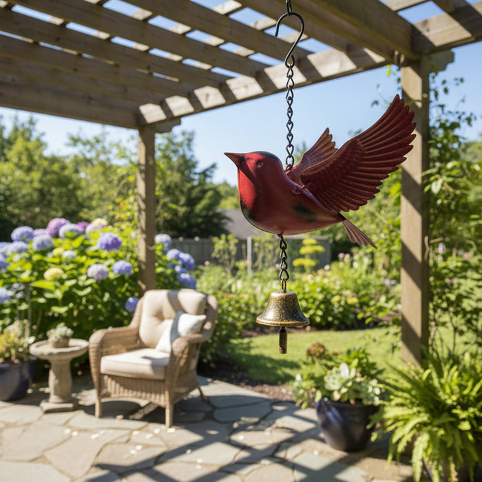Metal Cardinal Bird Wind Chime for Outdoor Décor