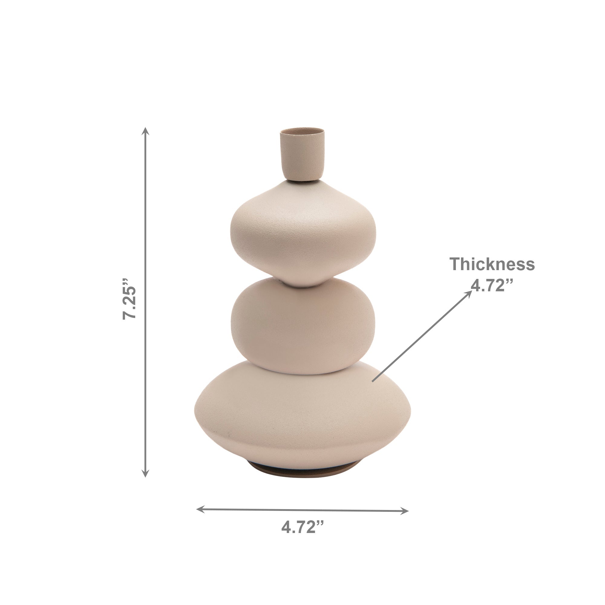 7.25" Sand Tone Stacked Sculptural Iron Taper Candle Holder