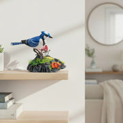Voice-Activated Blue Jay Induction Bird Decorative Accent with Movement